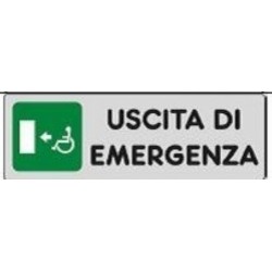 Segnale Adesivo Cm.15x5 Uscita Di Emergenza ( Disabili Verso Sinistra)